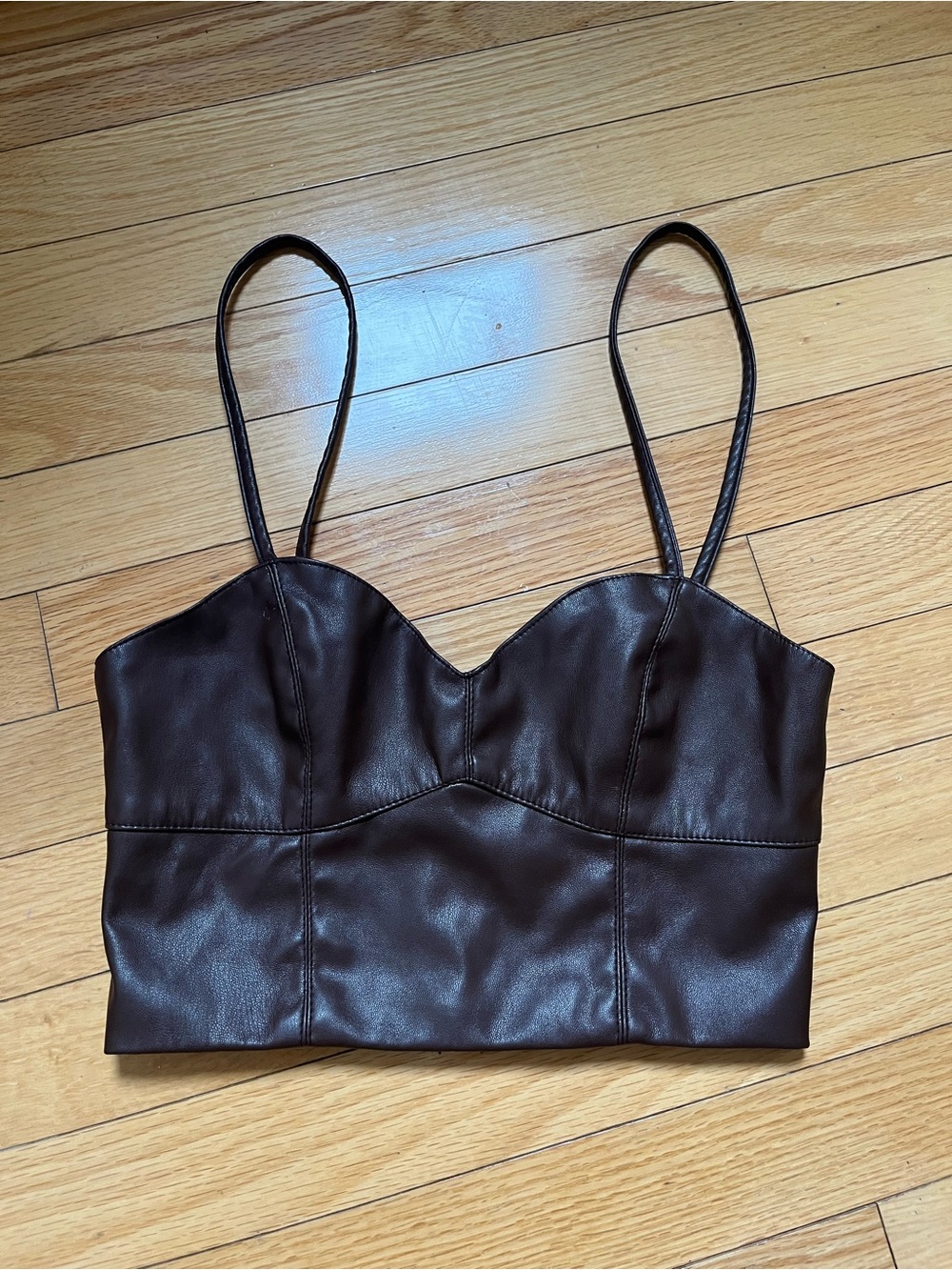 Forever 21 Dark Brown Faux Leather Bustier Camisole